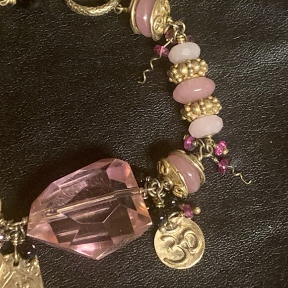 Schaef Designs Charm Bracelet Gold Vermeil, Black Onyx, Crystals & Rose Quartz - Picture 9 of 10